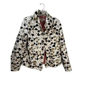 Merona Printed Jacket Grommet Buttons Lined Small‎